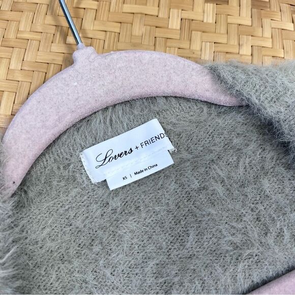Lovers + friends gray kappa eyelash fuzzy open front cardigan - Picture 3 of 9
